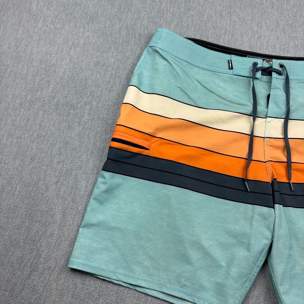 O'Neill Board Shorts Men 36 Blue Stripe Hyperfreak Heist Line Swim Beach Trunks - Picture 4 of 14